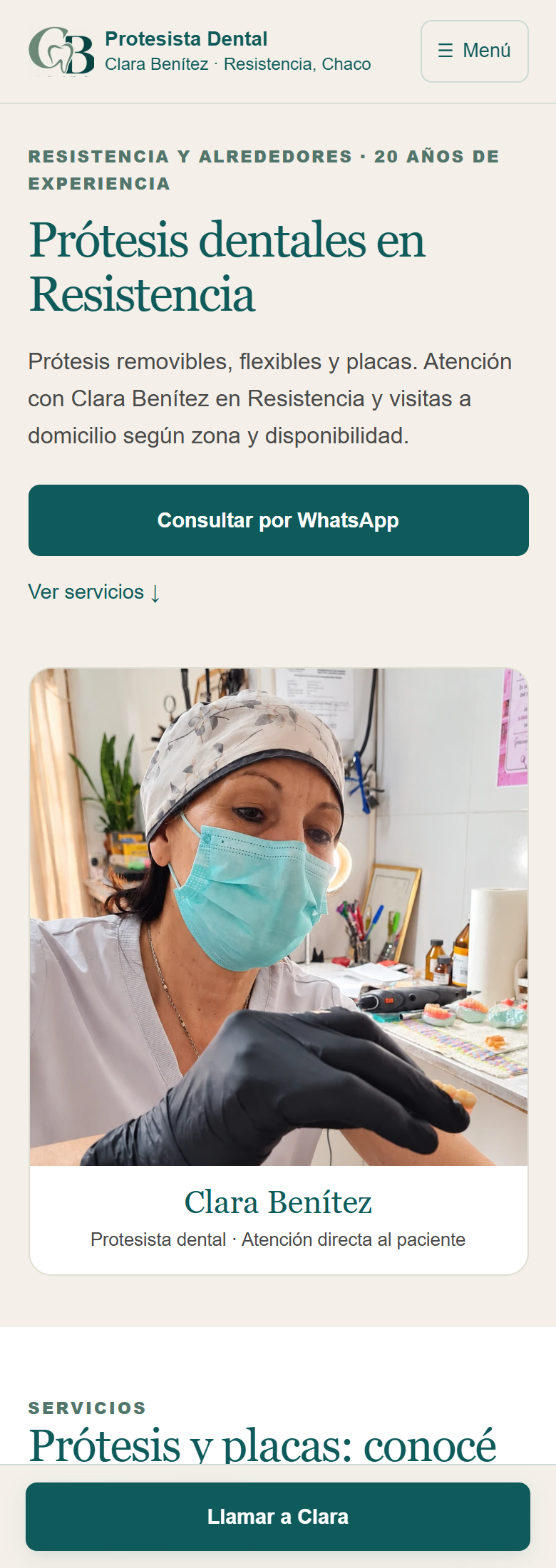Web de Clara Benítez en celular